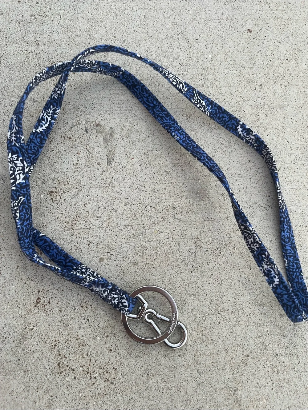 Vera Bradley Blue Patterned Lanyard with Silver Keyring